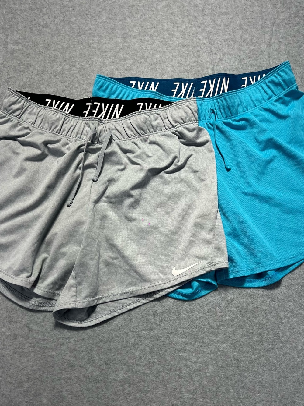 Nike Women's Running Shorts, Sz Small, 5" In , Dri-Fit Lot Of 2 Blue And Gray